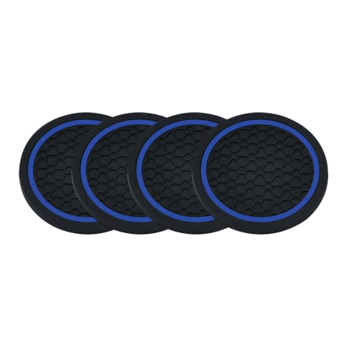 4PCS Car Cup Holder Coasters - 2.75 Inch Non-Slip Insert Water Bottle Holder Pads, Dustproof Automotive Interior Accessories Mat, Universal for Vehicles, Trucks, RVs (Blue) - color: Blue