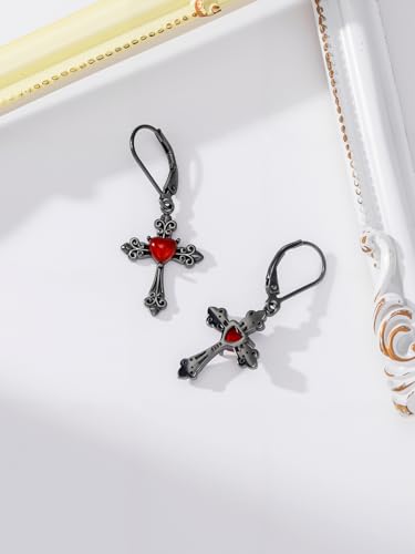 HPQQ Earrings for Women Sterling Silver Dangle Earrings Birthday Christmas Jewelry Gifts for Women Wife Mom - color: White Gold-Cross