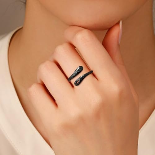Jewmon 925 Sterling Silver Faith Cross Ring Adjustable I am Enough Inspirational Ring Engraved Bleassed Ring Encouragement Statement Ring for Women Chritian Jewelry Communion Baptism Chritian Gifts - color: F,I am Enough Ring Black