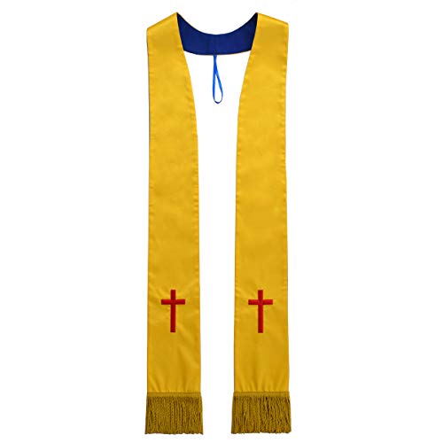 BLESSUME Church Clergy Pastor Reversible Stole - color: Blue and Yellow