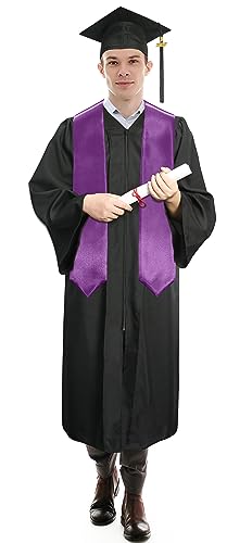 Plain Graduation Stole Sash 60 Inch Unisex Adults Solid - color: Purple Stole