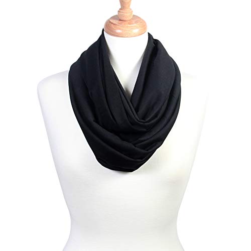 Super Soft Cotton Blend Lightweight Solid Color Multi Loop Infinity Scarves - color: Black