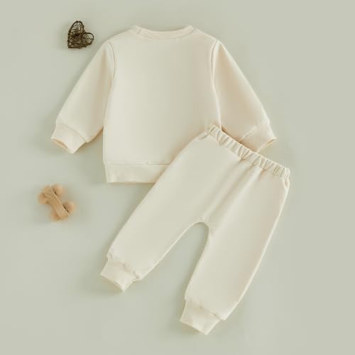 Kupretty Baby Boy Clothes Dad's Little Dude Sweatshirt Pants Set - color: Nothing is Too Big for Jesus-beige, size: 2-3T