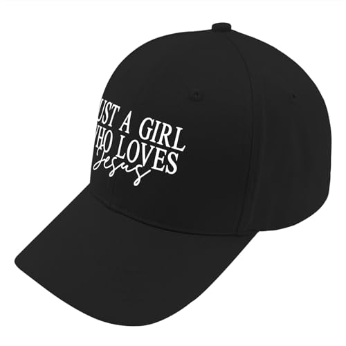 JUSTS A Girls WHO Loves Jesus Hats for Women Aesthetic Washed Distressed - color: Allblack4