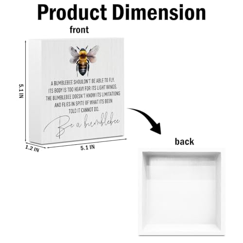 Inspirational Bee Decorations Wooden Box Sign, Bee Decor Gifts for Women - color: white 0354
