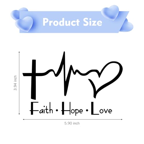 WZP Faith Hope Love Heartbeat Decal, Jesus Cross Car Window Sticker, Waterproof Vinyl Heart Decal, Universial Auto Decor Accessories for Car Van Truck Laptop (Black) - color: Black