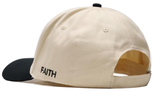 Embroidered Baseball Cap, Graphic Design Hat for Christian Faith and USA 250th - color: Beige-black