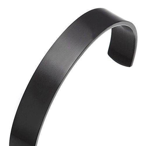 Stainless Steel Adjustable Cuff Bangle Bracelet for Men Women Minimalist - color: B-Metal Color: Black-01