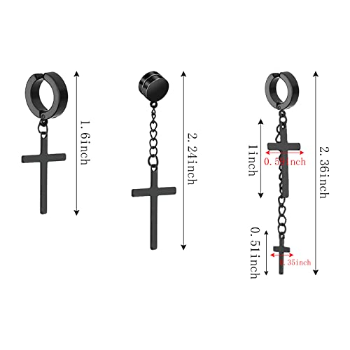 NEWITIN 9 Pairs Magnetic Earrings for Men Clip on Earring Stainless Steel Magnet Earring Unisex Hoop Dangle Cross CZ Studs Non Piercing Magnetic Stud Earrings for Men Women - color: Cross