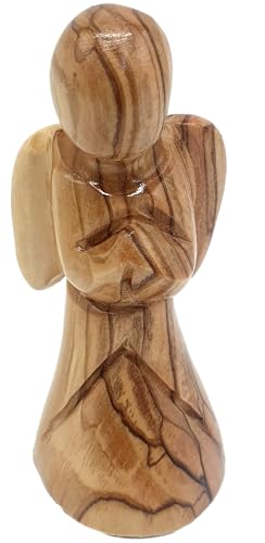 Zuluf Olive Wood Comforting Angel Figurine 3.6" - Handcrafted Cancer Comfort Gifts, Sympathy Gifts for Hospice Patients, Healing Keepsake, Spiritual Home Decor (ANG011) - color: 3.6" Fidget Holding Angel