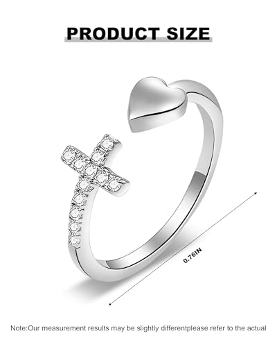 To My Daughter Ring from Mom 925 Sterling Silver Cross Ring Pray on/over/through It Rings Adjustable Anxiety Relief Rings Inspirational Cheer up Birthday Gifts for Daughter - color: A2:to my daughter ring