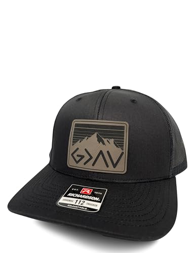 God is Greater Than The Highs and Lows Trucker Hat Women's Hat All Black Sun Hat Men Gifts for Girlfriends Cool Cap - color: All Black-grey