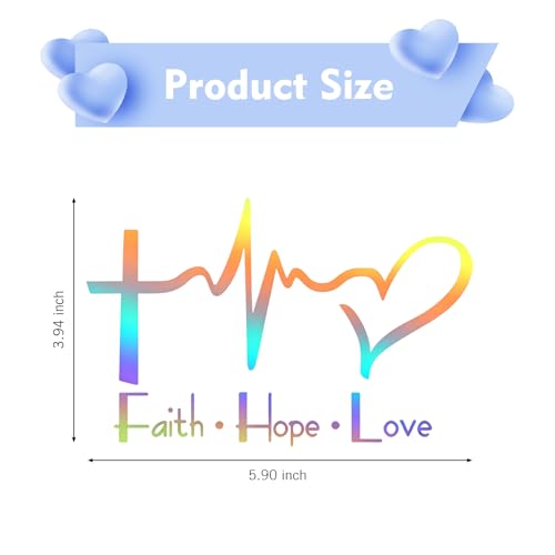 WZP Faith Hope Love Heartbeat Decal, Jesus Cross Car Window Sticker, Waterproof Vinyl Heart Decal, Universial Auto Decor Accessories for Car Van Truck Laptop (Multicolored) - color: Multicolored