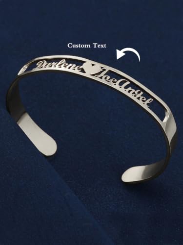 Custom Name Cuff Bangle Stainless Steel Personalized, 60mmgreeting card - color: Silver