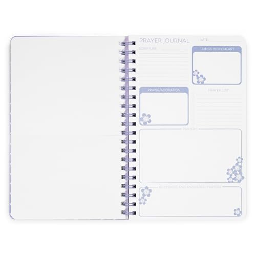 Steel Mill & Co Cute Floral Spiral Notebook Journal for Notes, 10.5" x 7.5" Prayer Journal and Church Notes Journal for Women with Durable Hardcover and 150 Pages with Prompts (Blue Floral) - color: Blue