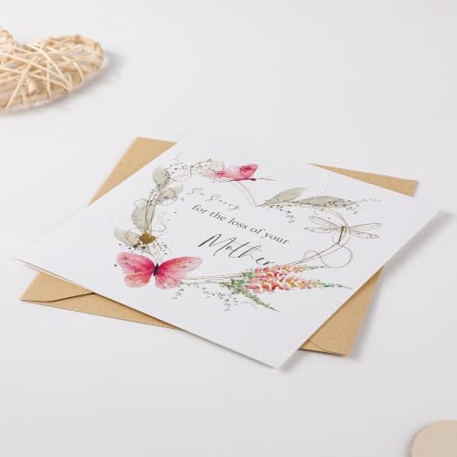Sympathy Card for Loss of Mother - color: Pink Butterfly Sympathy Card