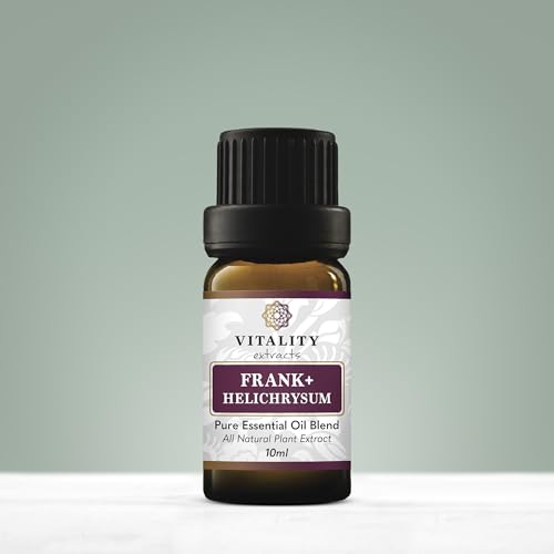 Vitality Extracts Frank+ Helichrysum Essential Oil Blend - 10ml, Frankincense Boswellia Seratta, Aromatherapy, Soft Skin, Relief from Daily Aches & Soreness, Natural - size: 0.34 Fl Oz (Pack of 1)