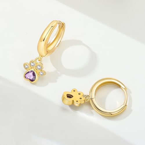 925 Sterling Silver Hoop Earrings Drop Dangle Earrings for Women Hypoallergenic Earring Trendy Huggie Earring Cute Graduation Birthday Gifts Jewelry for Women - color: Cat paw earrings