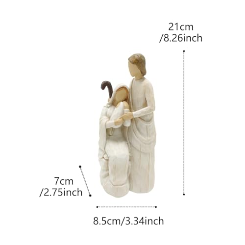Religious Holy Family Figurine, Resin Sculpture of Mary, Joseph & Baby Jesus, Nativity Set Indoor, Christian Decor for Home, Church, Christmas(8.26 inch Height)