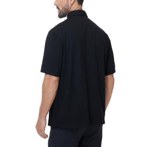 Men's Short Sleeve Clergy Polo Shirt Tab Collar Cotton Blend - color: Black, size: XX-Large