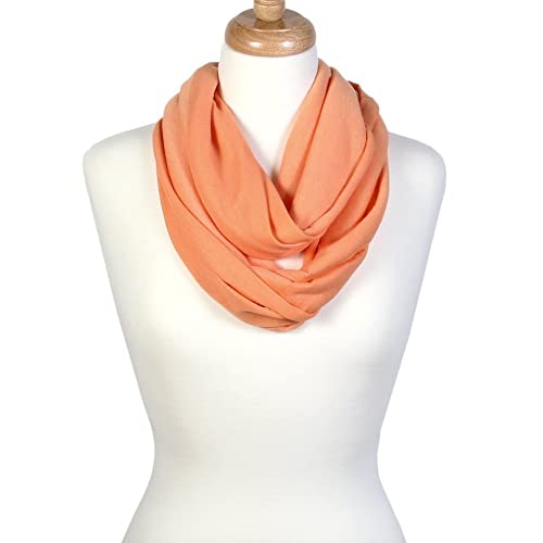 Super Soft Cotton Blend Lightweight Solid Color Multi Loop Infinity Scarves - color: Light Orange