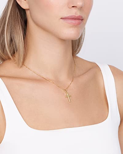 Jewelry Atelier Gold Filled Pendant Necklace Collection - 14K Yellow Gold Filled Pendant Necklace with Solid Clip Chain for Women (Different Sizes and Styles with Extension/Adjustable Chain) - style: Cross 13.3mm Width