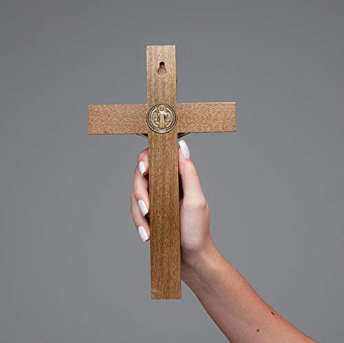 Intercession Wall Wood Cross Crucifix (10 in - Antique Gold)