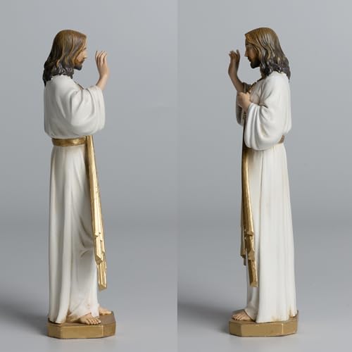 BC Catholic Divine Mercy Statue, 6" H Jesus Christ Figure, Catholic Figurine, Religious Gift, Handpainted Renaissance Sculpture Purity & Grace Collection from Buildclassic (Gold &White) - color: Gold&white Divine Mercy