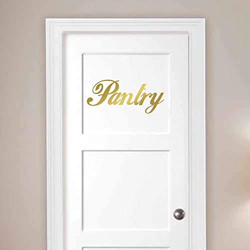 Scripty Pantry Text 11 inch Gold Indoor Wall Vinyl Decal - color: Gold, size: 11 Inches