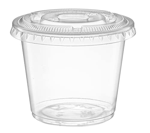 5 oz - Clear Diposable Plastic Portion Cups With Lids, Small Mini 100 Sets - color: Clear, size: 5 oz