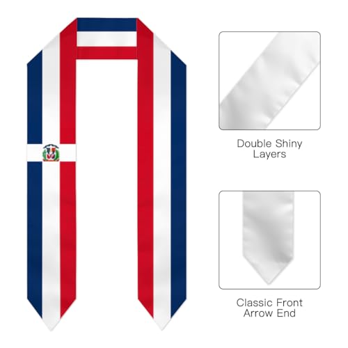 Flag Graduation Stoles for Men and Women, Graduation Shawl Sash for International Graduation's Day - color: Dominican Republic Flag Stole