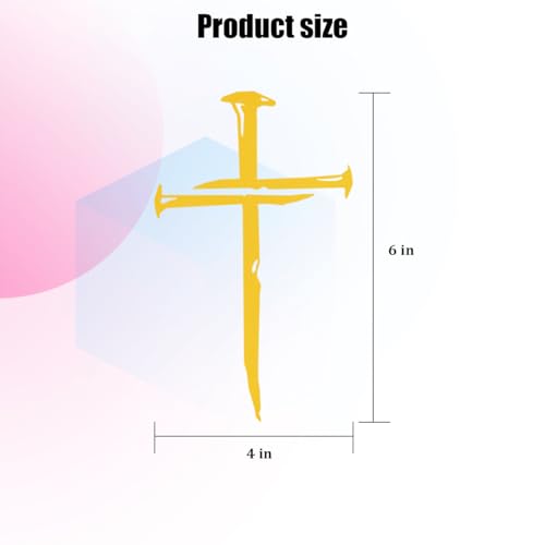 Cross of Nails Car Sticker, Christian Sign Cross Waterproof Vehicle Bumper Decal, Jesus Religious Removable Automotive Body Window Sticker Decoration Accessories, Universal Fit (Golden) - color: Golden