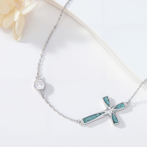 925 Sterling Silver Cross Necklace for Women Religious Jewelry Christian Gifts for Mom Wife Her - color: White-4