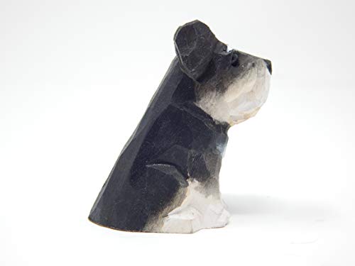 Selsela Schnauzer Terrier Dog Puppy Figurine Miniature Wooden Carving Statue Home Decor Small Animals Pet Canine Hound - style: Schnauzer Terrier Dog