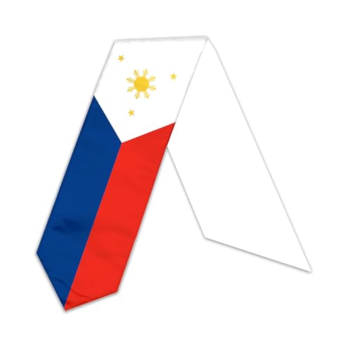 International Graduate Satin Sash Stole with National Flag Design - color: Philippines Flag