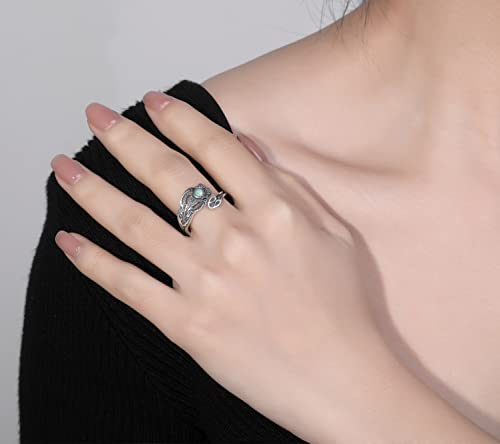 Sterling Silver Open Adjustable Ring Wrap Stack Statement Jewelry Gift - color: Green