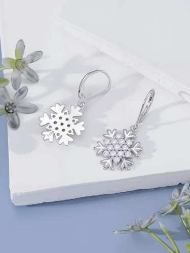 Dorunmo 925 Sterling Silver Dangle Drop Earrings for Women Holiday Earrings Hypoallergenic Halloween Christmas Jewelry Festival Gifts for Women - style: Christmas-Snowflake-03