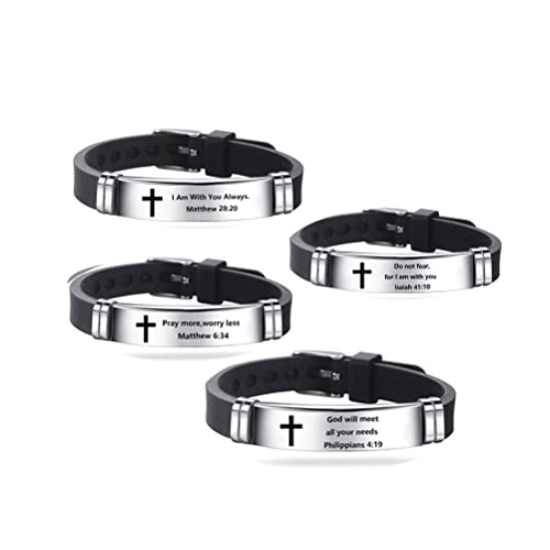 NanMuc With God All Things are Possible Religious Cross Bracelet Adjustable Engraved Silicone Bracelets Inspiring Gift - style: White-I Can Do All Things