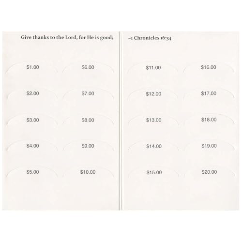 Sterling Gifts Give Thanks to The Lord $20.00 Donation Church Coin Folders for Dollars Pack of 50