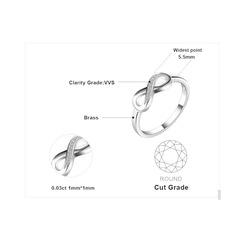 JewelryPalace 14k White Yellow Rose Gold Plated 925 Sterling Silver Rings for Women, Cubic Zirconia Promise Rings for Her, Stackable Wedding Bands Rings for Women Infinity Forever Love Knot Ring - color: 2-Brass-Infinity Ring