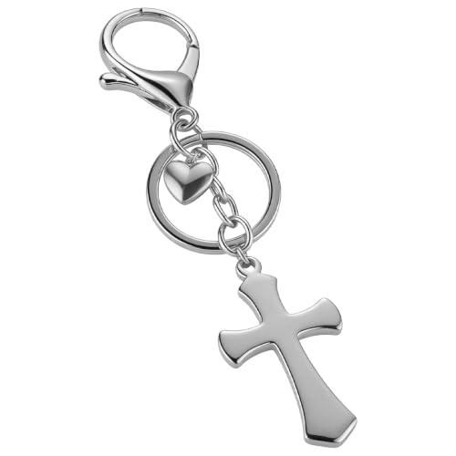 Cross Keychain Bag Charm for Women Christian Religious Gifts Easter Jesus Keychain for Women Purse Handbag Car Keys - color: Silver C