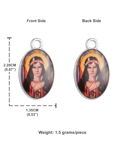 COTTVOTT Saint Therese of Lisieux/Saint Mother Teresa of Calcutta/Divine Mercy Jesus/Mater Dolorosa Patron Saint Medal Charm Pendant for DIY Rosary Necklace Bracelet Jewelry Making Part - color: 30pcs-Enamel St. Philomena