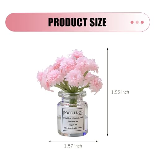 3 PCS Car Dash Flower Ornaments, Cute Mini Cherry Blossom Jasmine Decoration, Natural Simulated 3D Vase Arrangement, Universal Aesthetic Interior Accessory for Girl Women (Multicolored)