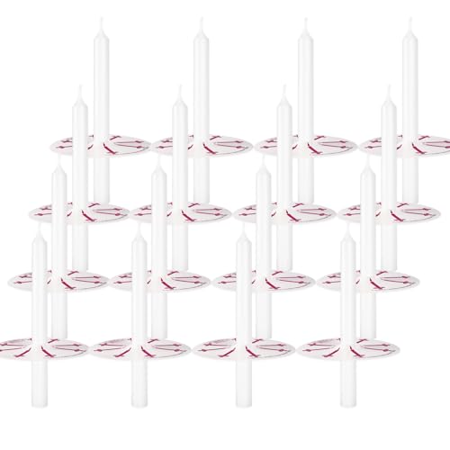 50 Pieces 5-Inch White Unscented Taper Candles with Drip Protectors for Church, Prayer, Shabbat, and Vigil Use - color: White, size: 50 pack