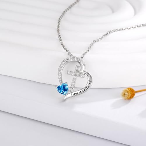 MANBU Sterling Silver Cross I am a Child of God Necklace for Girls - style: 12-December