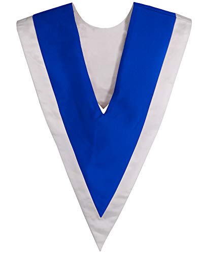 IvyRobes Unisex Reversible V Shape Choir Stole with Border and Cross - color: Royalwhite