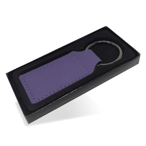 LaserGram Rectangle Keychain, Christian Cross, Personalized Engraving Included - color: Dark Purple