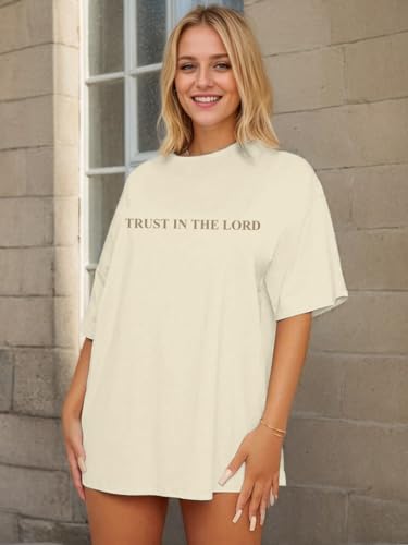 YHHR Jesus Shirts for Women Oversized Christian T Shirts Saying Tee - color: Apricot, size: X-Large