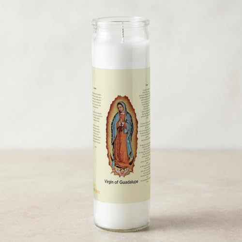 Virgin of Guadalupe Prayer Candle, 3 Pack, Glass Jar, Devotional Candle