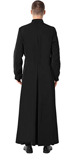IvyRobes Cassock for Clergy Men Priest Robes Minister Pastor Church Costume with Tab Insert Collar - color: Black, size: 48FF(5'3"-5'5")Fit Chest 42"-47"